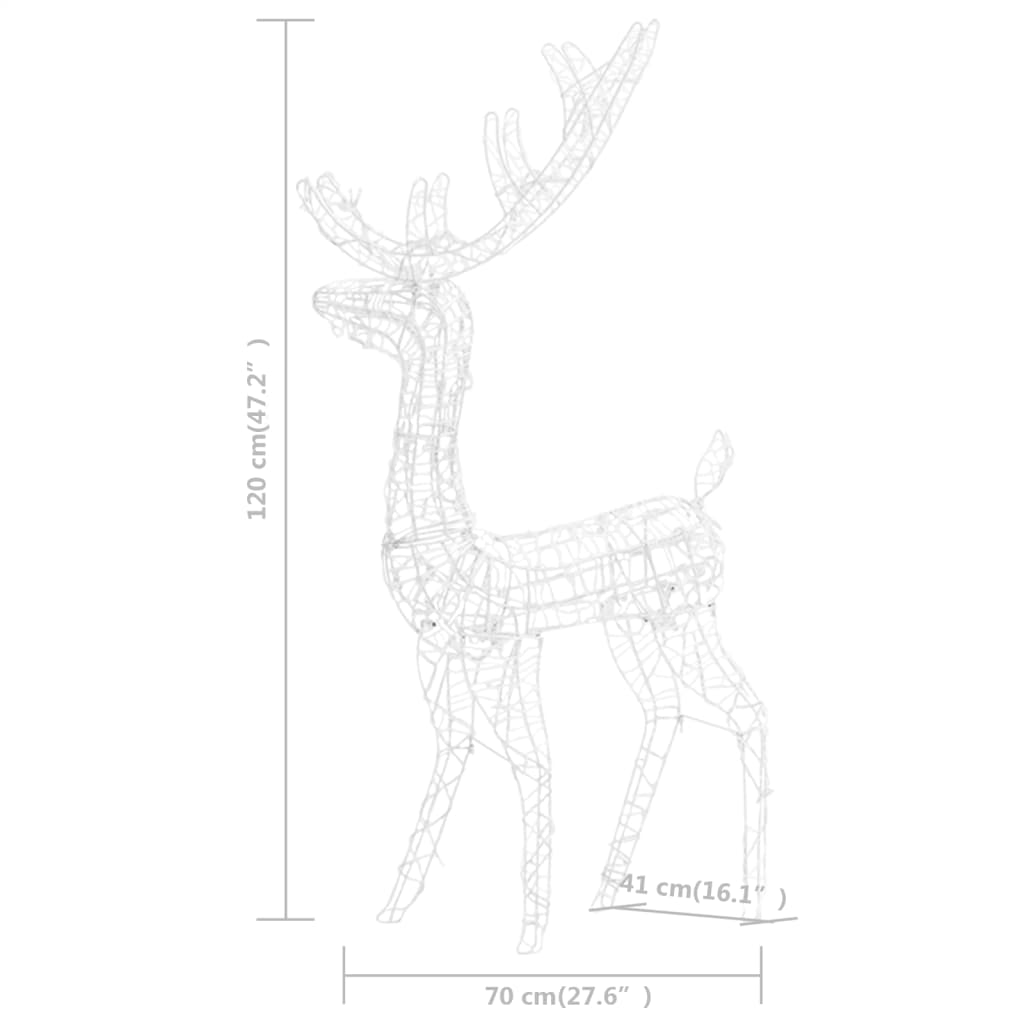 Porojoulukoriste akryyli 140 LED-valoa 120 cm kylmä valkoinen