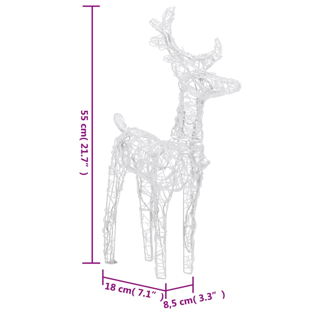 Porot ja reki joulukoriste 160 LEDiä 130 cm akryyli