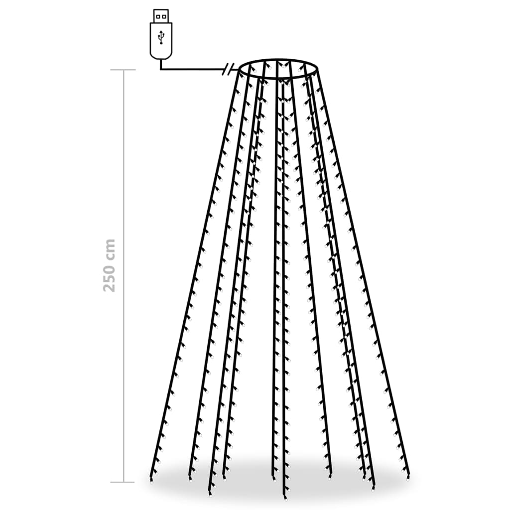 Joulukuusen valoverkko 250 LED-valoa sininen 250 cm