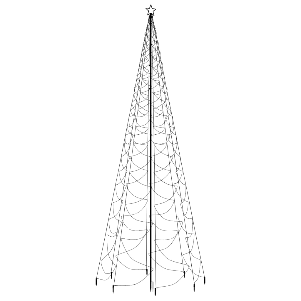 Joulukuusi metallitolpalla 1400 LED-valoa lämmin valkoinen 5 m