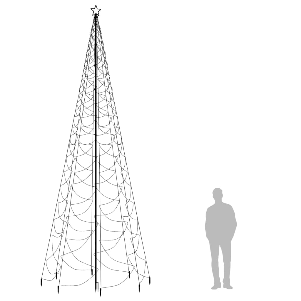 Joulukuusi metallitolpalla 1400 LED-valolla kylmä valkoinen 5 m