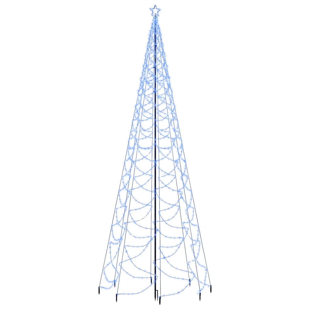 Joulukuusi metallitolpalla 1400 LED-valolla sininen 5 m