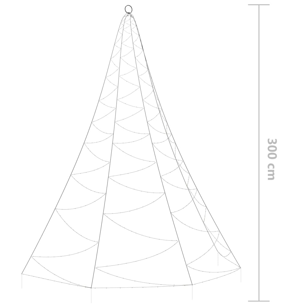 Seinäkuusi metallikoukulla 260xLED lämmin valk. 3 m sisä/ulko