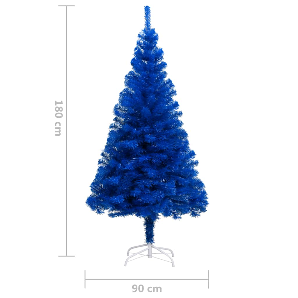 Tekojoulukuusi palloilla esivalaistu sininen 180 cm PVC