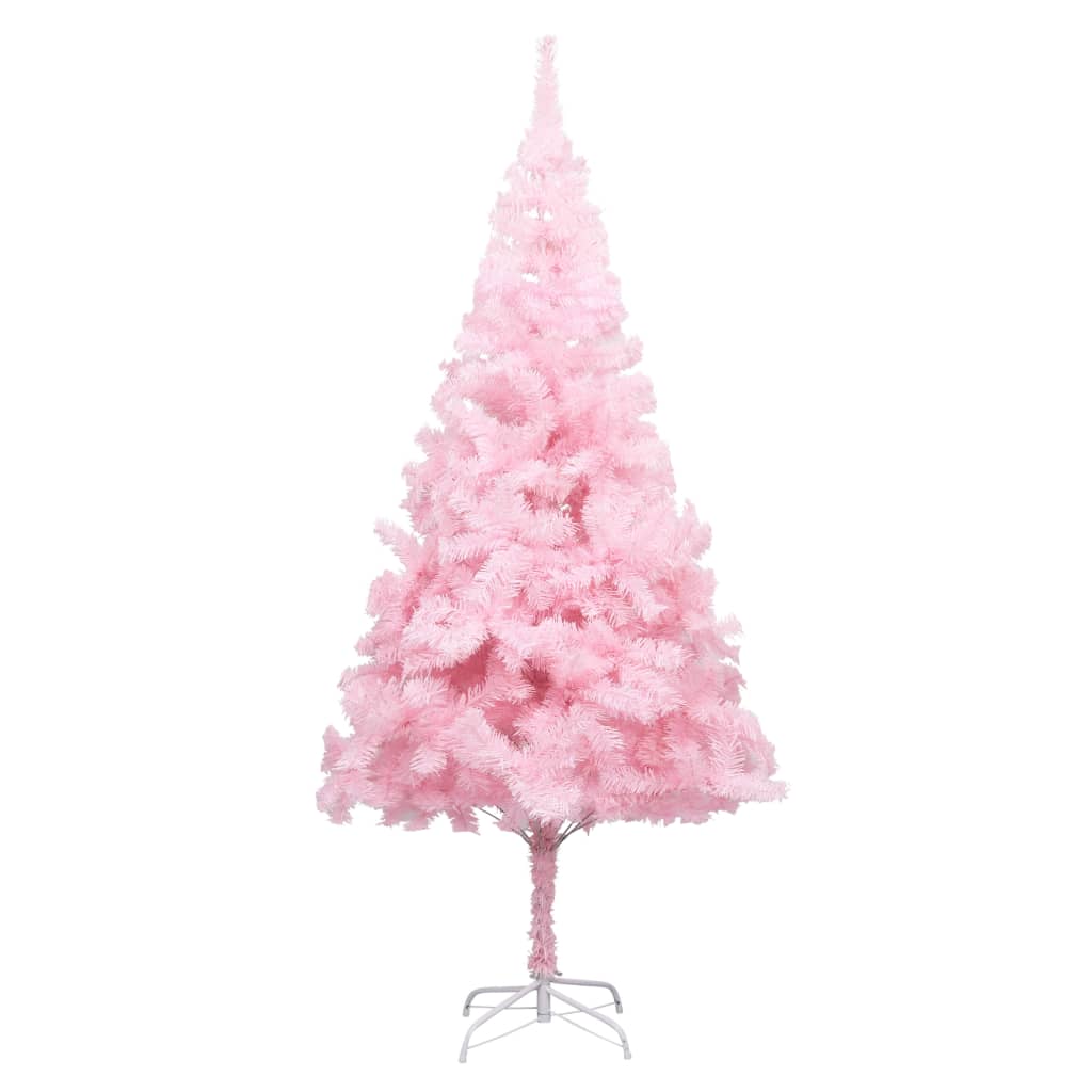 Tekojoulukuusi palloilla esivalaistu pinkki 210 cm PVC