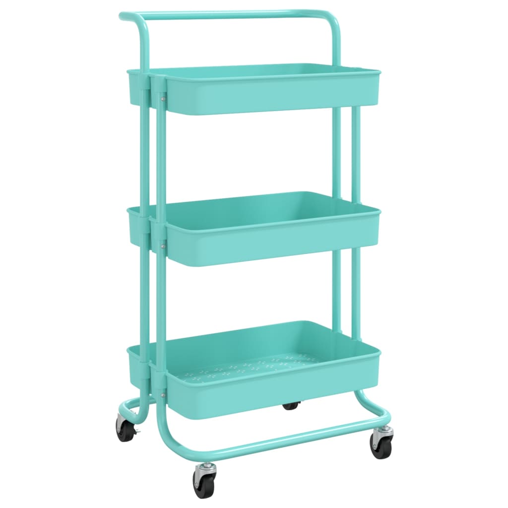 3-tier kitchen trolley turquoise 42x35x85 cm iron and ABS