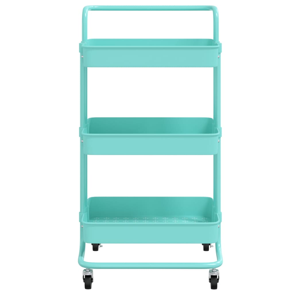 3-tier kitchen trolley turquoise 42x35x85 cm iron and ABS