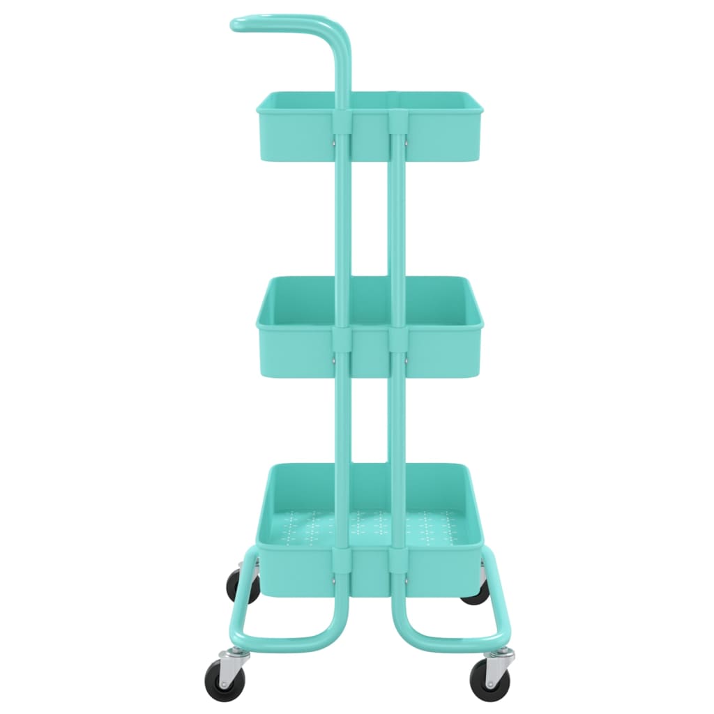 3-tier kitchen trolley turquoise 42x35x85 cm iron and ABS