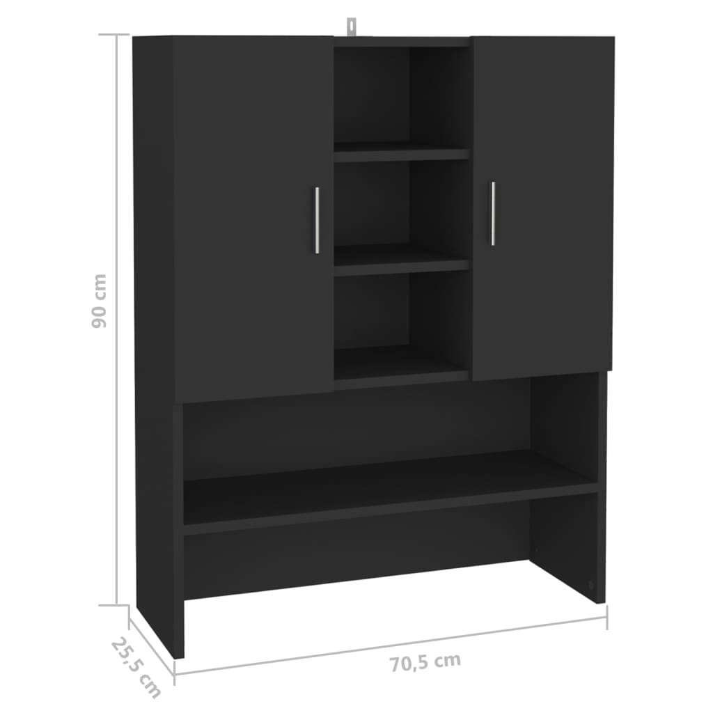 Pesukonekaappi musta 70,5x25,5x90 cm