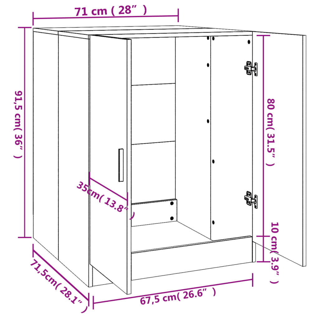 Pesukonekaappi betoninharmaa 71x71,5x91,5 cm