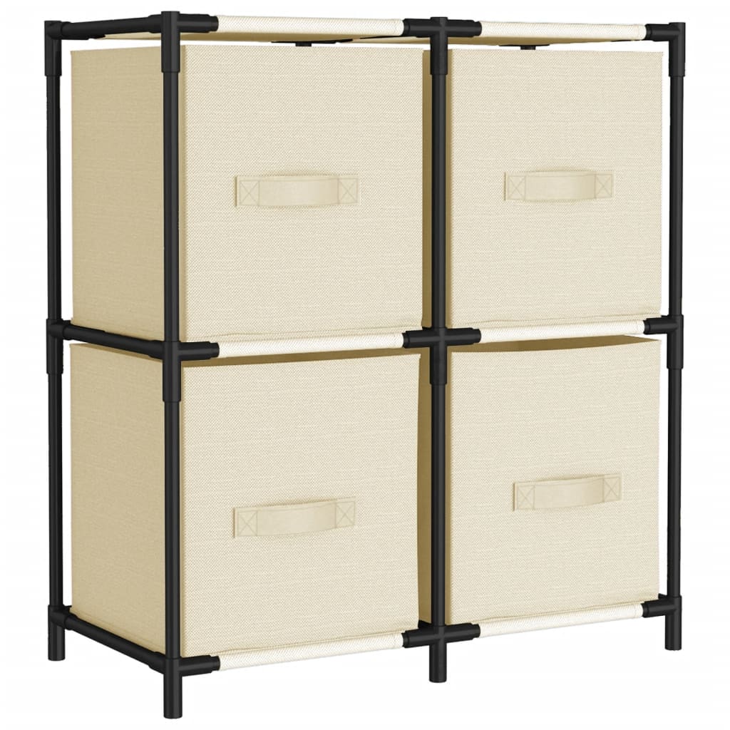 Storage cabinet with 4 fabric baskets cream 63x30x71 cm steel