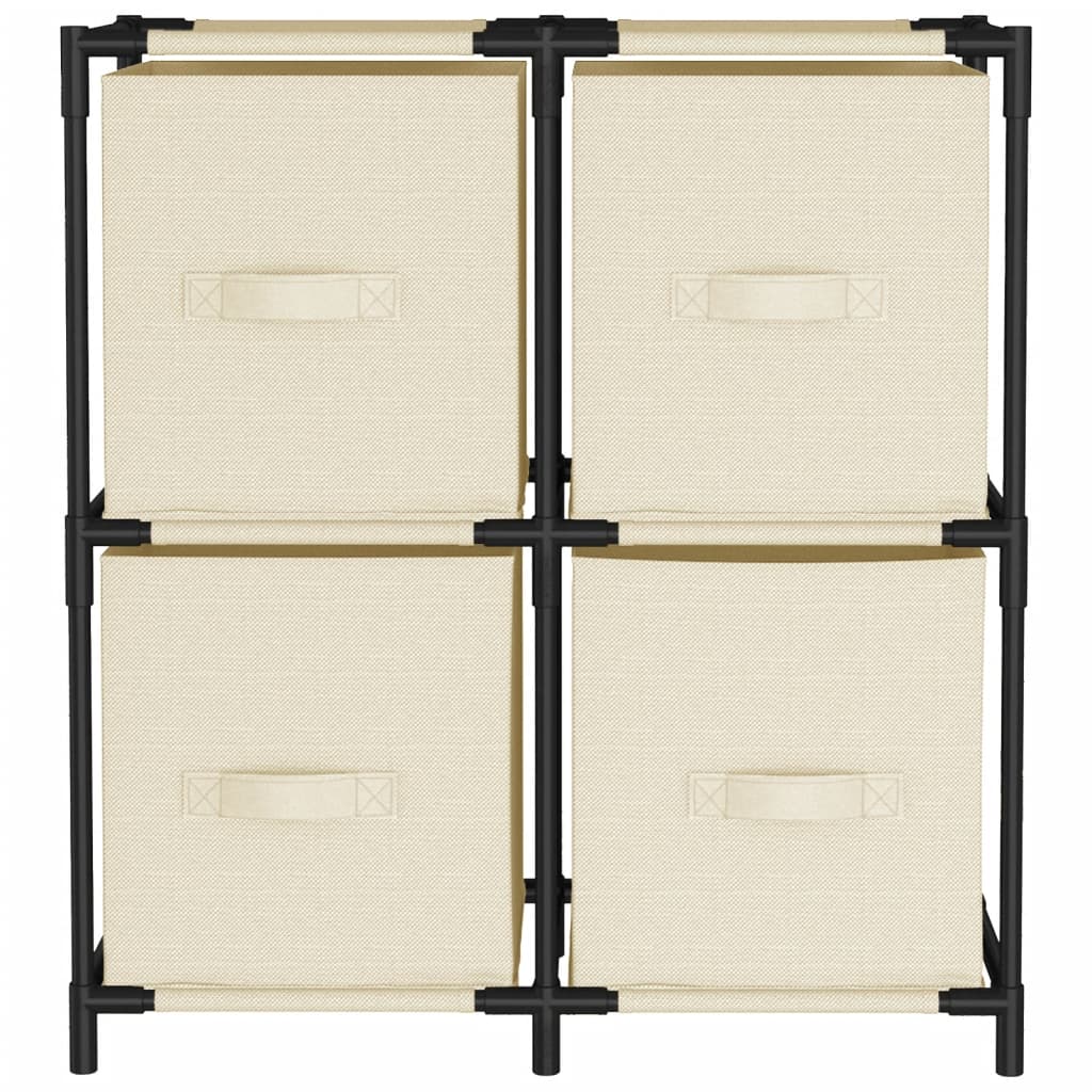 Storage cabinet with 4 fabric baskets cream 63x30x71 cm steel