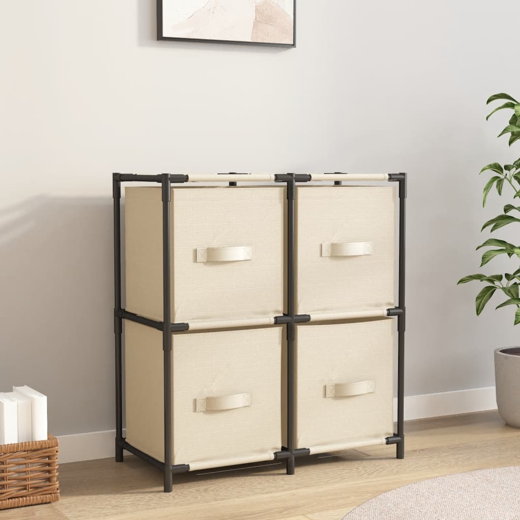 Storage cabinet with 4 fabric baskets cream 63x30x71 cm steel