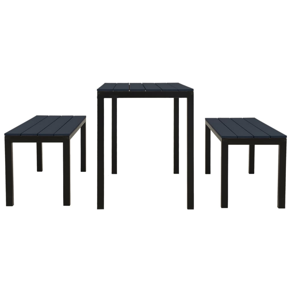 3-piece outdoor dining set steel and WPC black