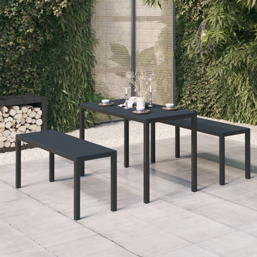 3-piece outdoor dining set steel and WPC black