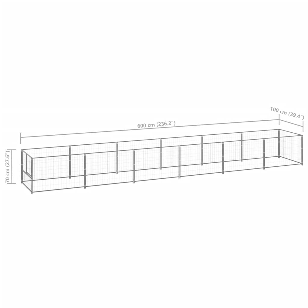 Koiranhäkki hopea 6 m² teräs