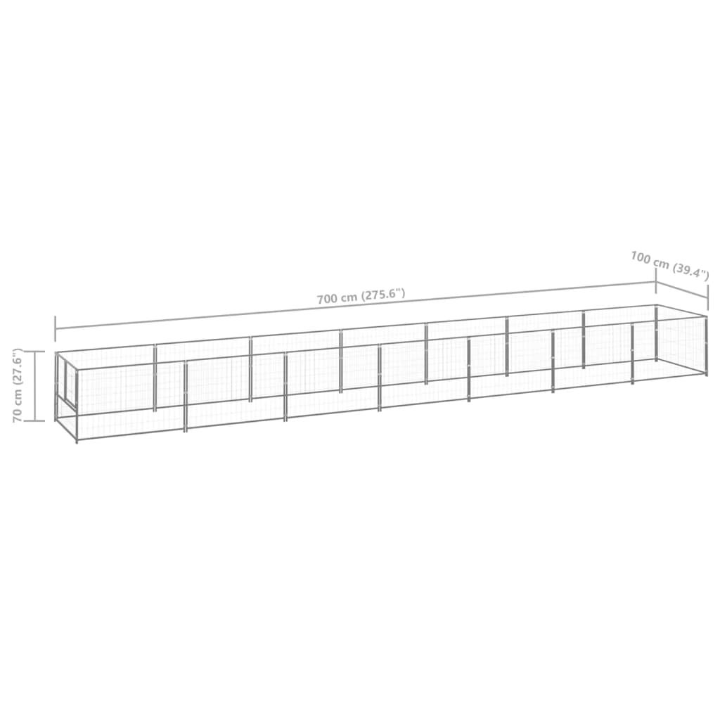 Koiranhäkki hopea 7 m² teräs