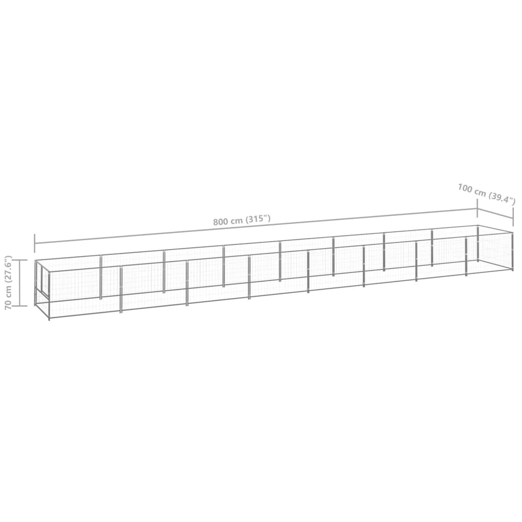 Koiranhäkki hopea 8 m² teräs