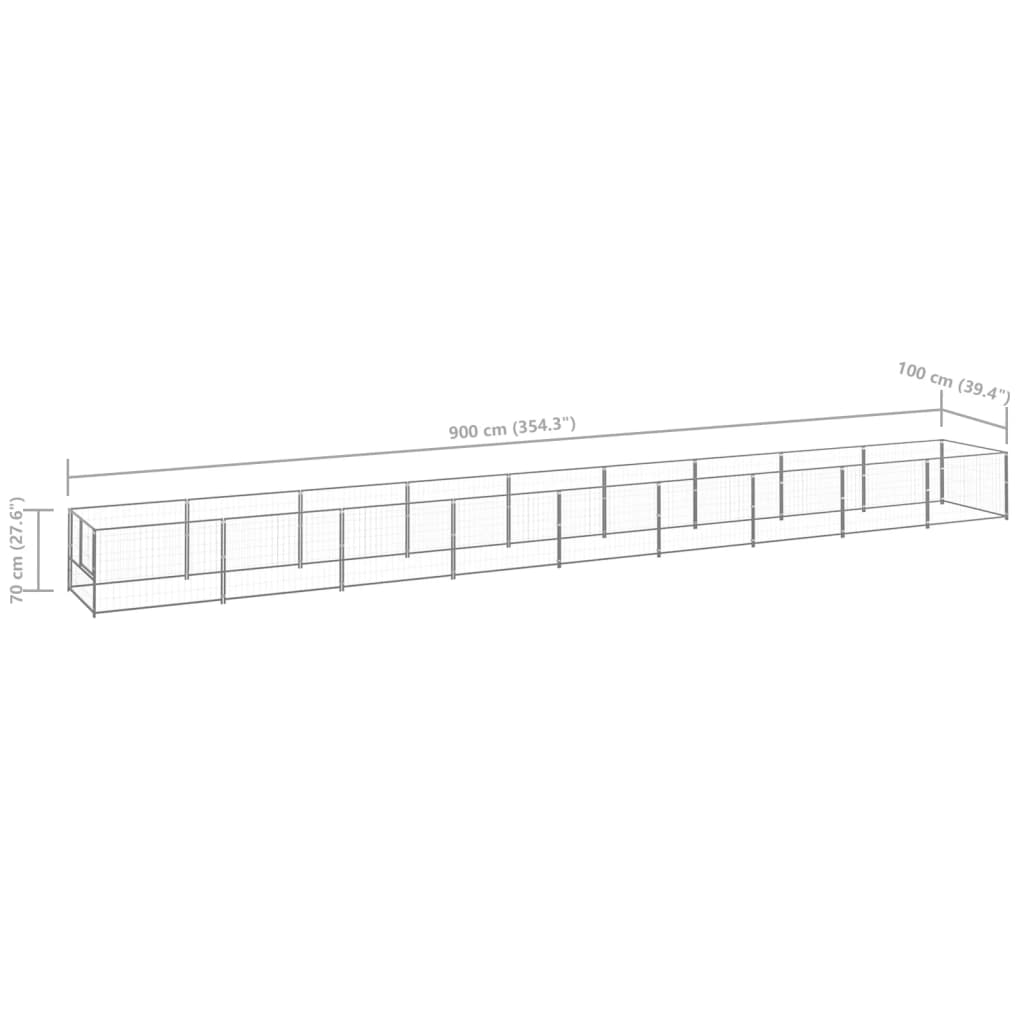 Koiranhäkki hopea 9 m² teräs