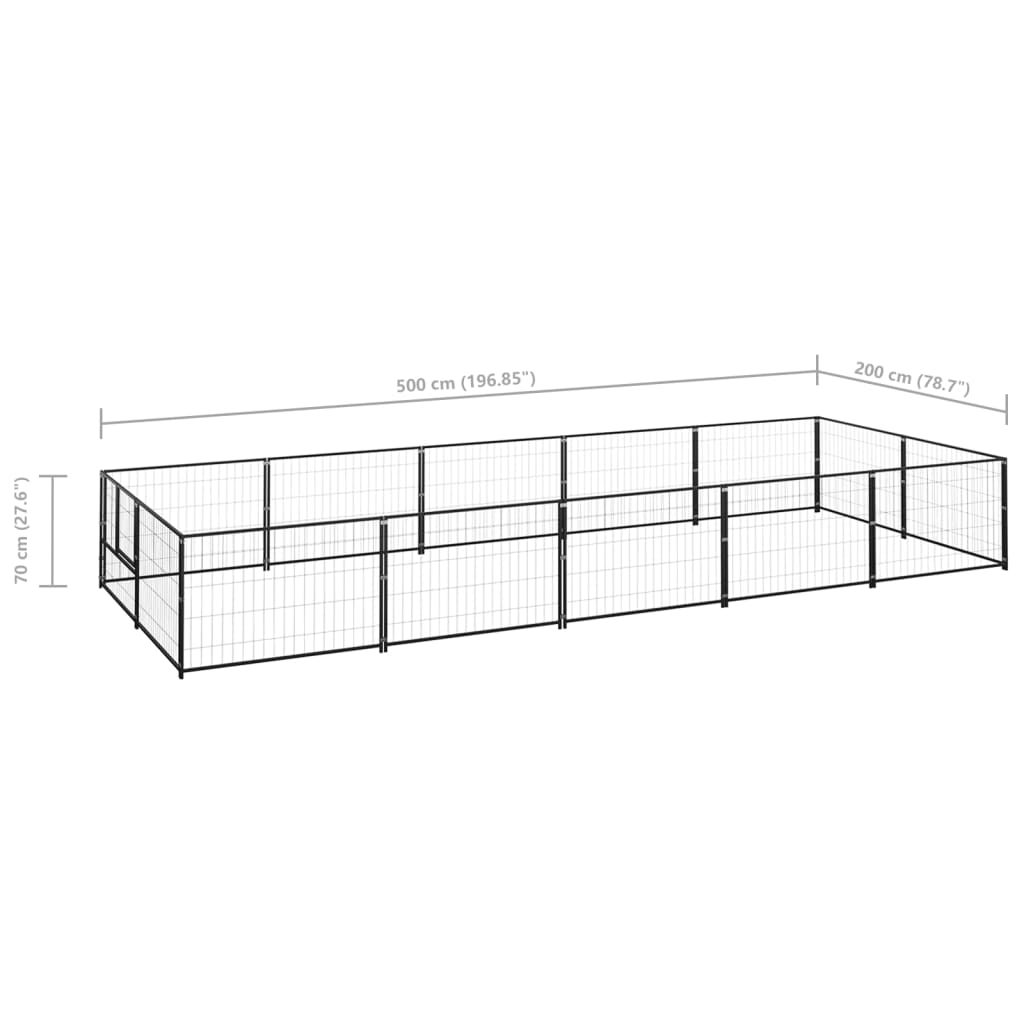 Koiranhäkki musta 10 m² teräs