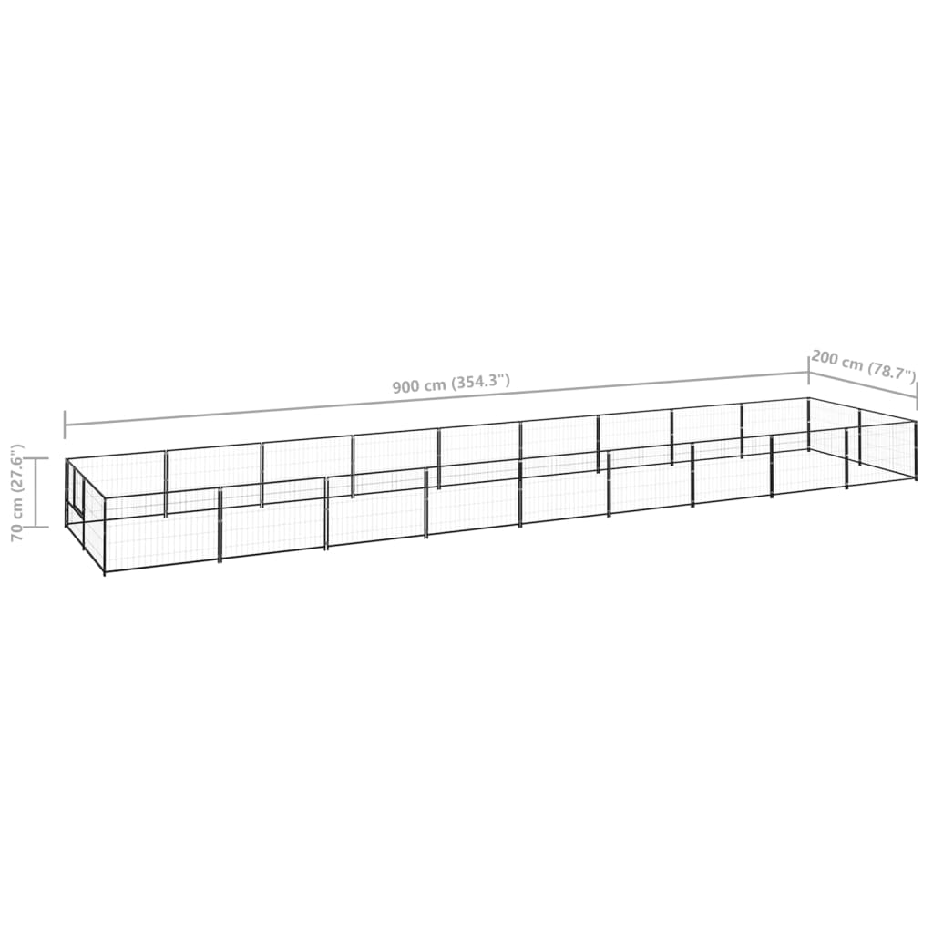 Koiranhäkki musta 18 m² teräs