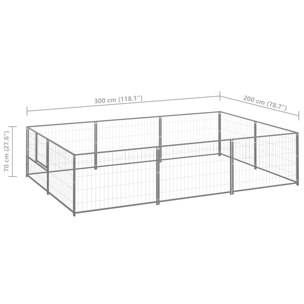 Koiranhäkki hopea 6 m² teräs