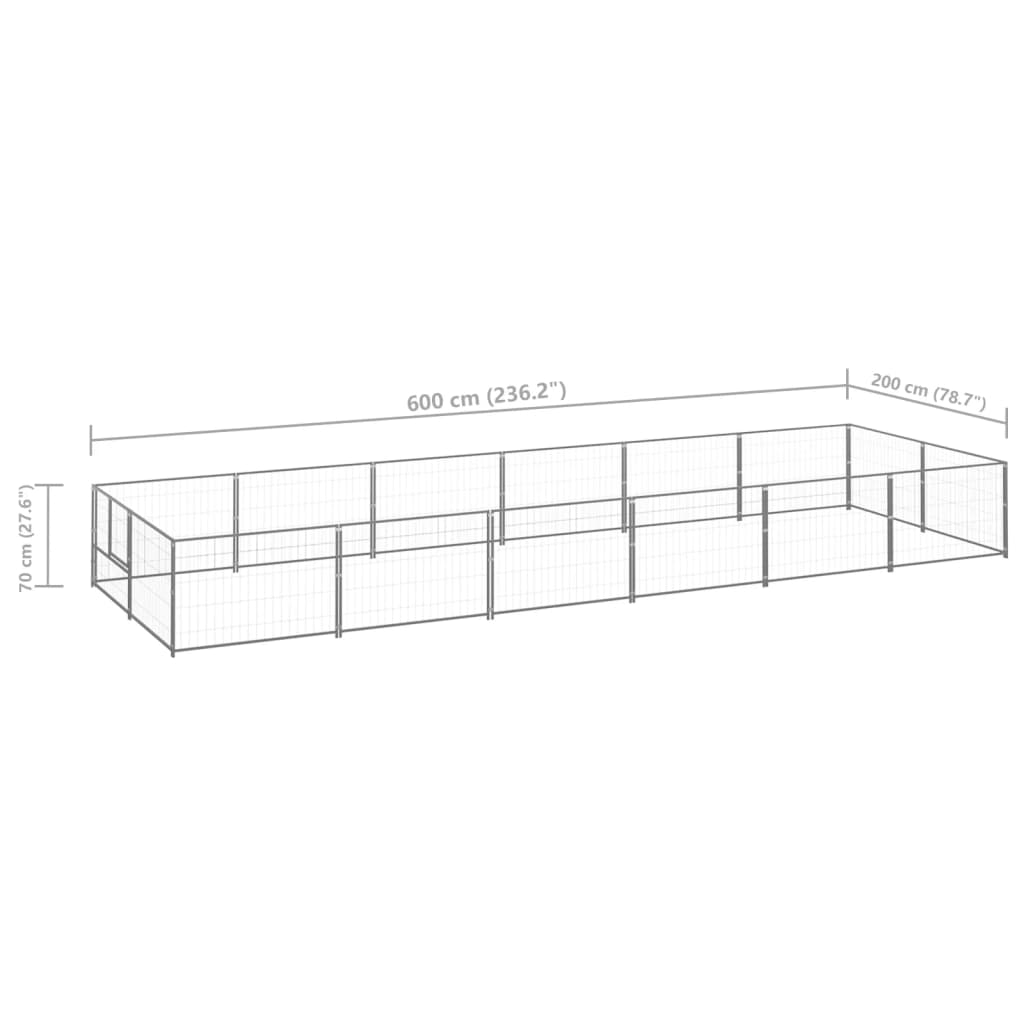 Koiranhäkki hopea 12 m² teräs