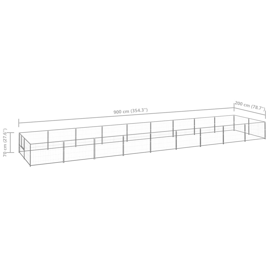 Koiranhäkki hopea 18 m² teräs