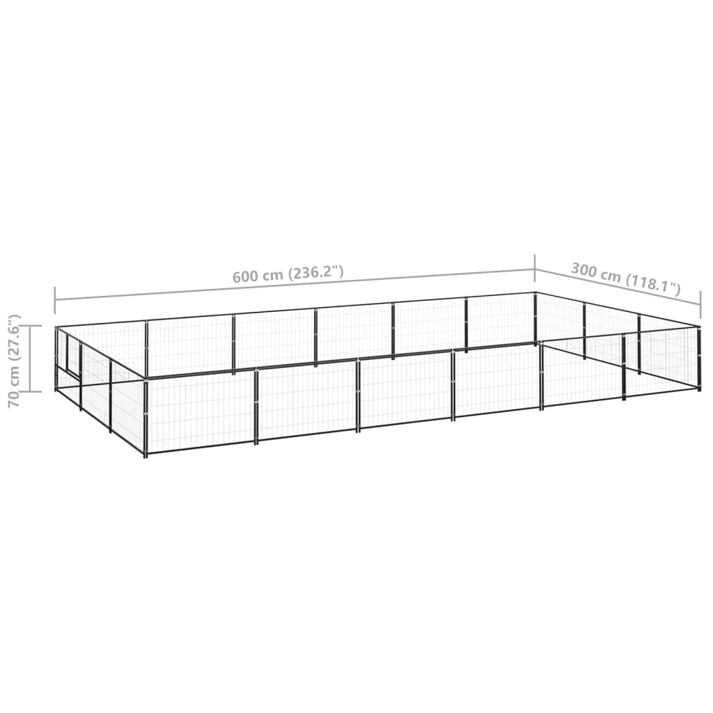 Koiranhäkki musta 18 m² teräs