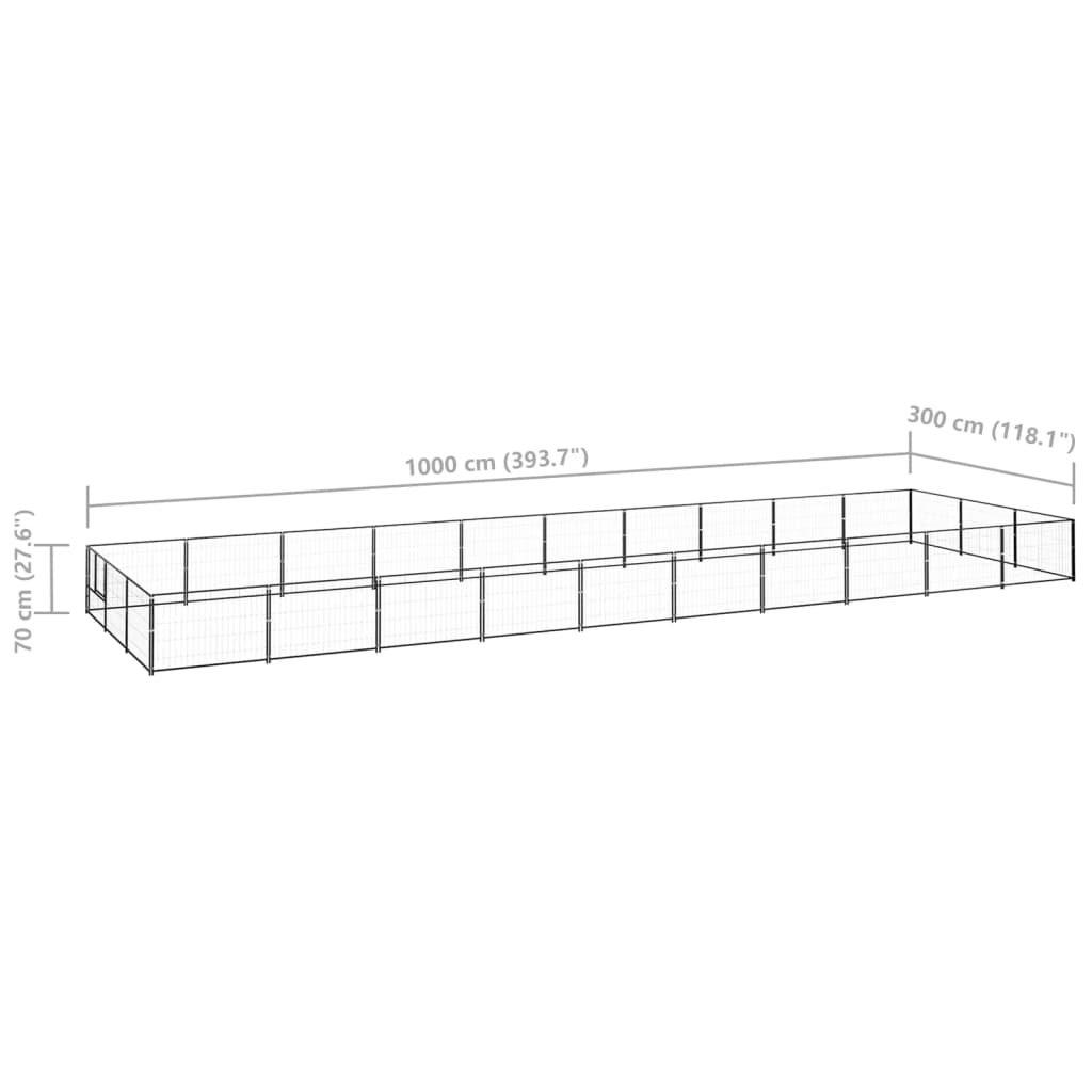 Koiranhäkki musta 30 m² teräs