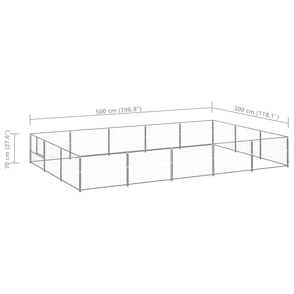 Koiranhäkki hopea 15 m² teräs