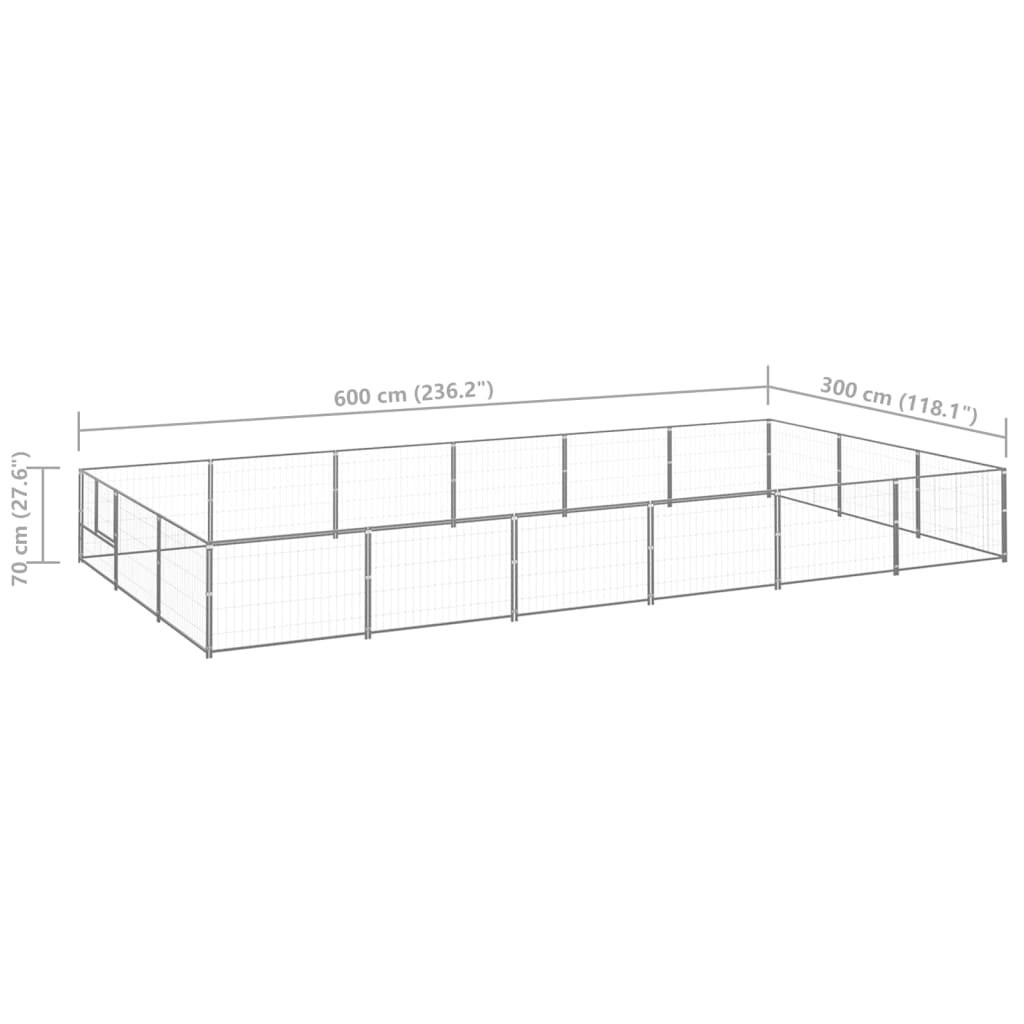 Koiranhäkki hopea 18 m² teräs