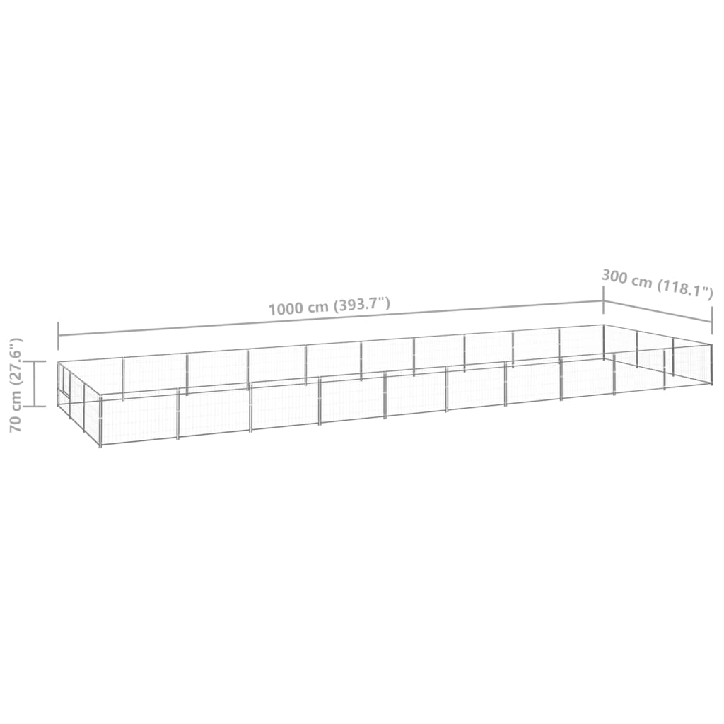 Koiranhäkki hopea 30 m² teräs