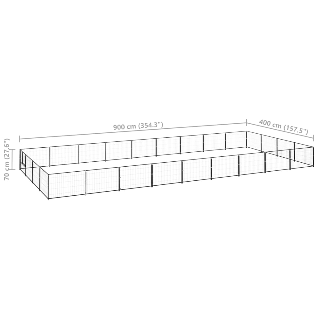 Koiranhäkki musta 36 m² teräs