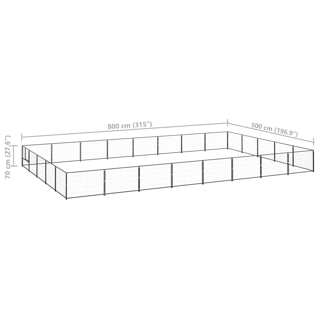 Koiranhäkki musta 40 m² teräs