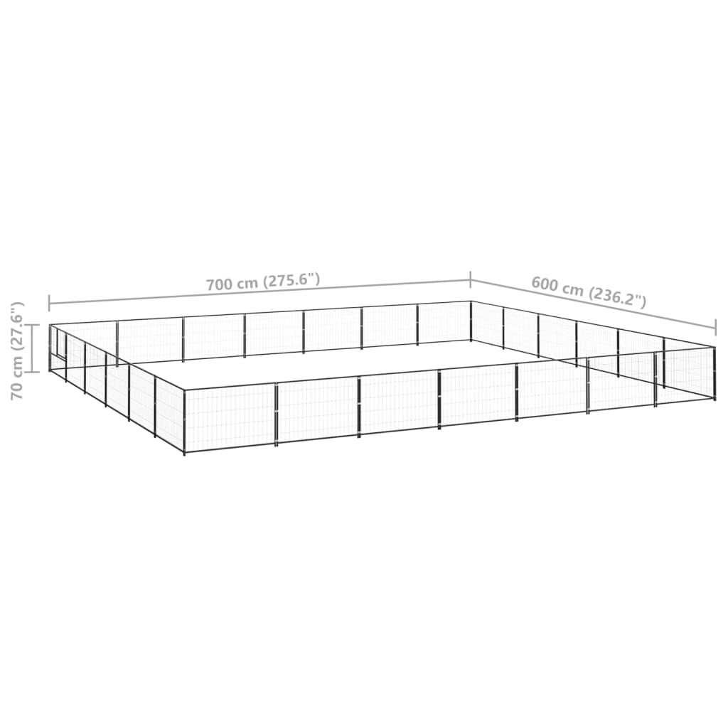 Koiranhäkki musta 42 m² teräs