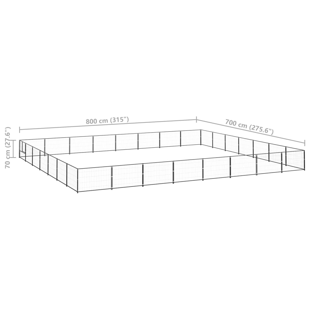 Koiranhäkki musta 56 m² teräs