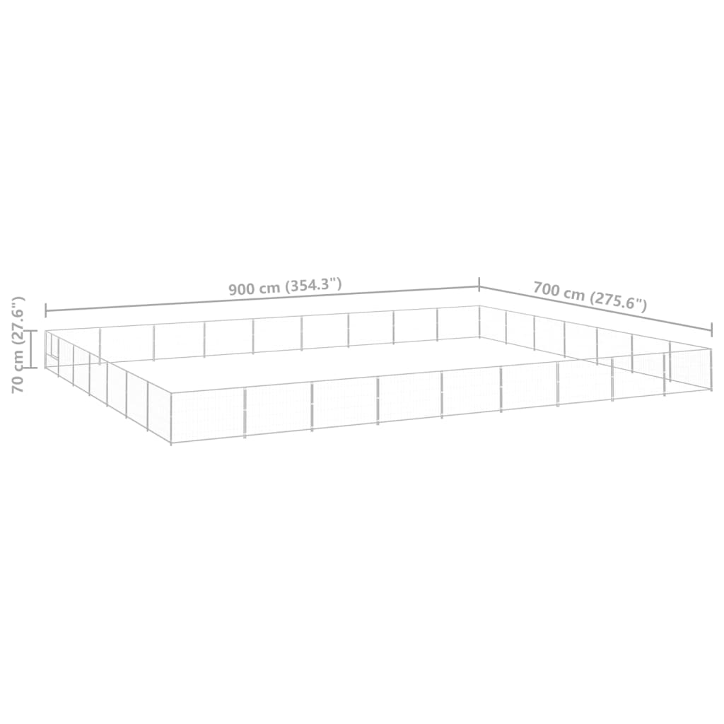 Koiranhäkki hopea 63 m² teräs