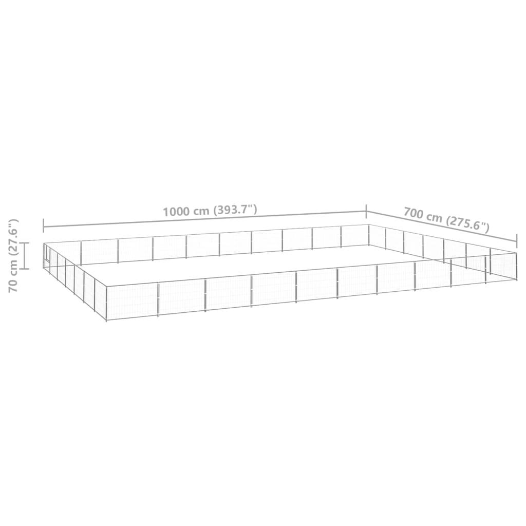 Koiranhäkki hopea 70 m² teräs