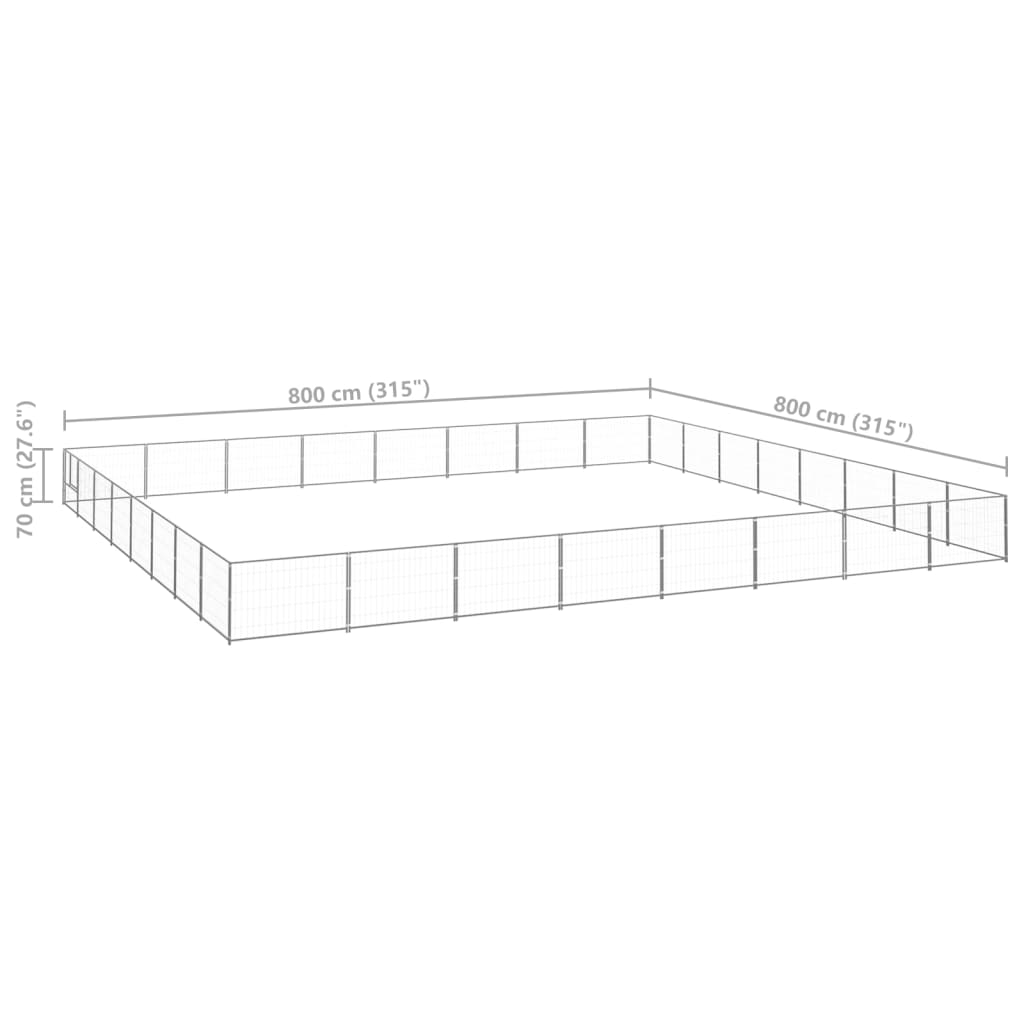 Koiranhäkki hopea 64 m² teräs