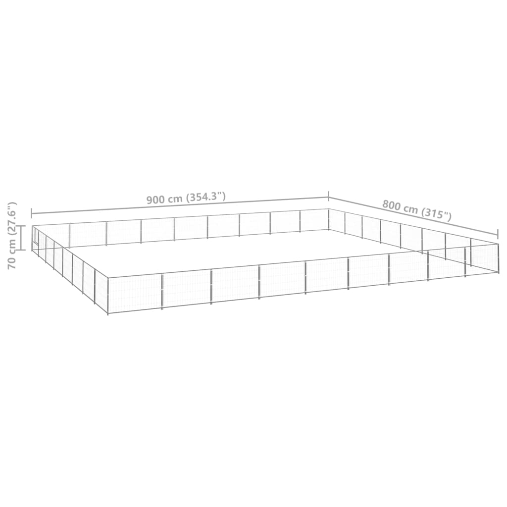 Koiranhäkki hopea 72 m² teräs