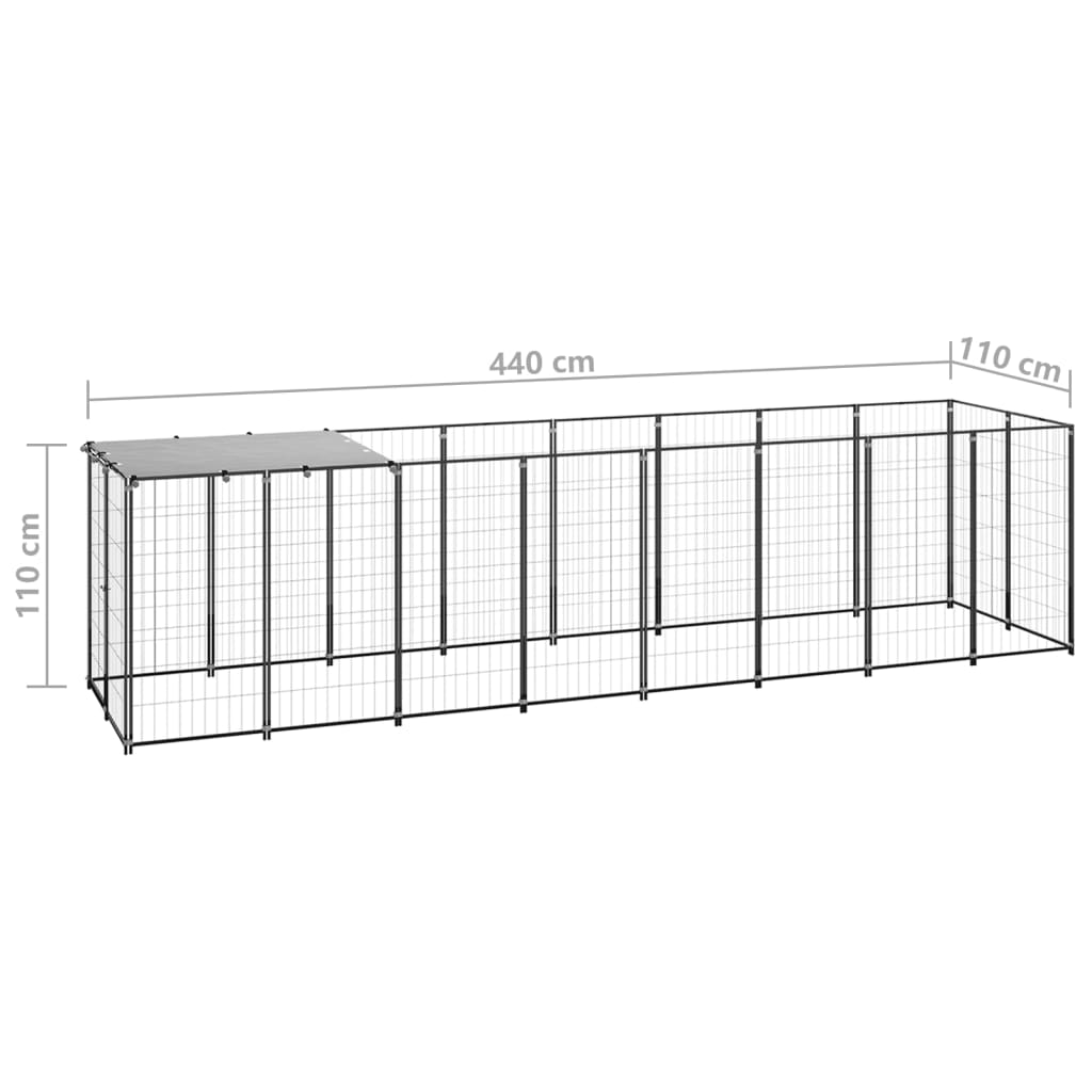 Koiranhäkki musta 4,84 m² teräs