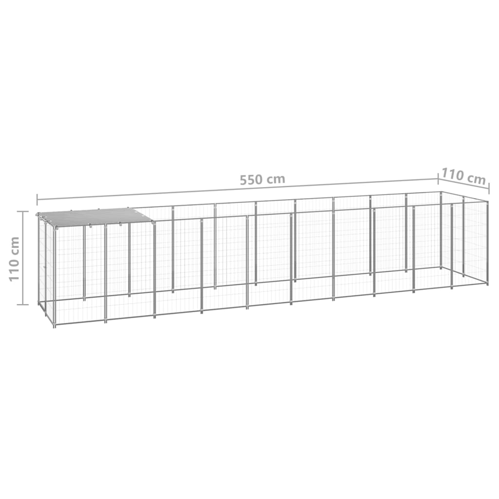 Koiranhäkki hopea 6,05 m² teräs