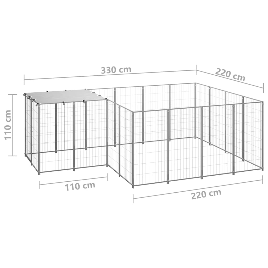 Koiranhäkki hopea 6,05 m² teräs