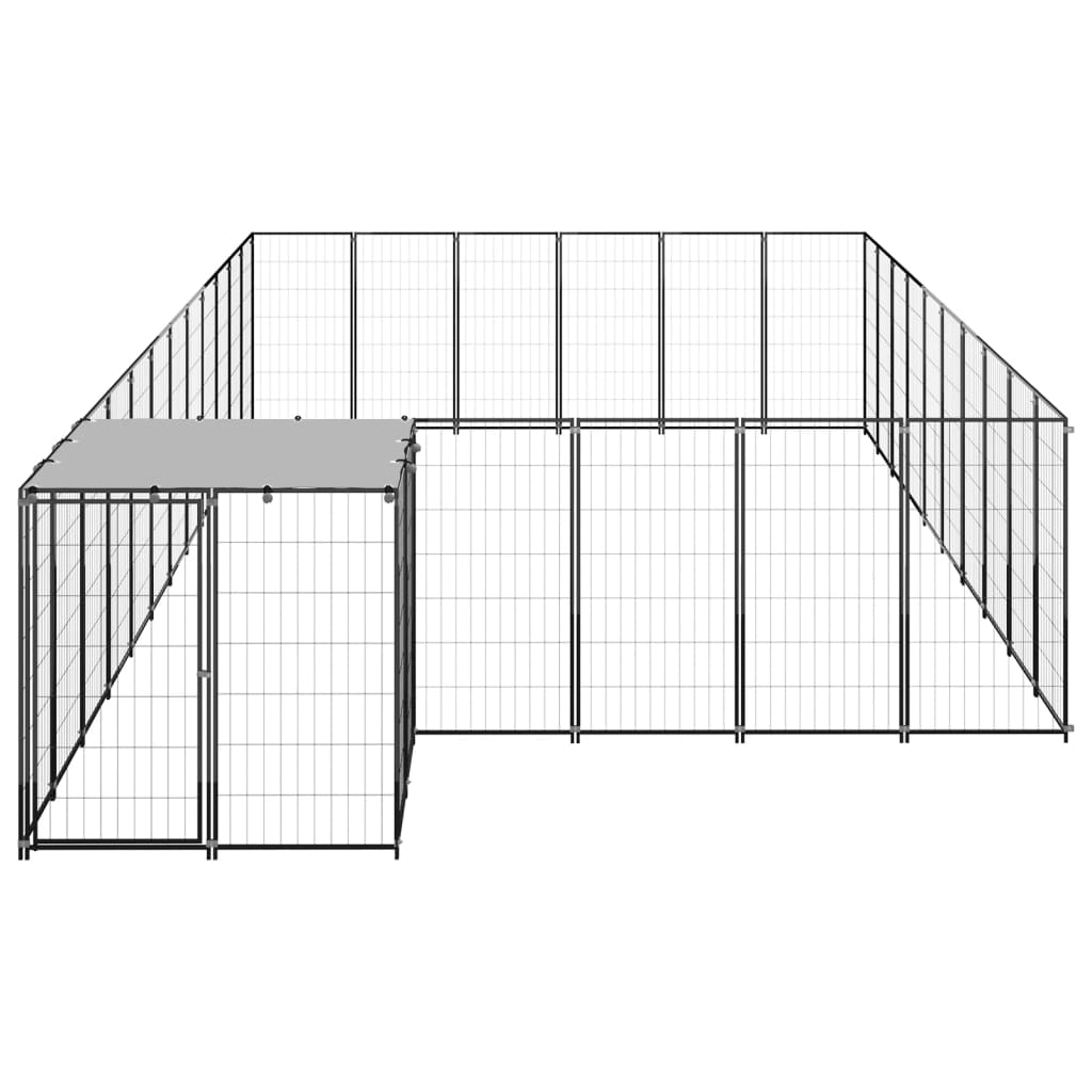 Koiranhäkki musta 19,36 m² teräs