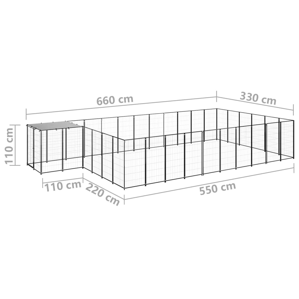 Koiranhäkki musta 19,36 m² teräs