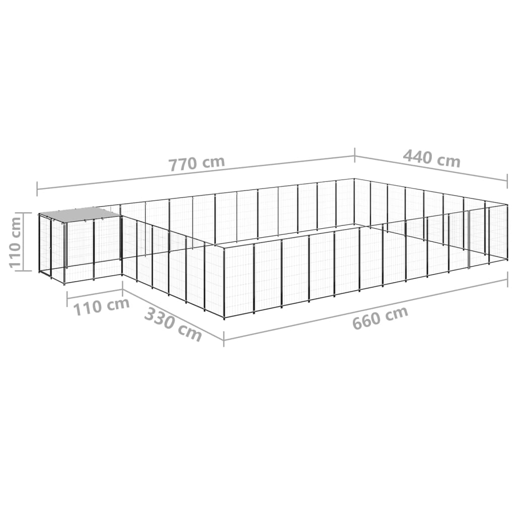 Koiranhäkki musta 30,25 m² teräs