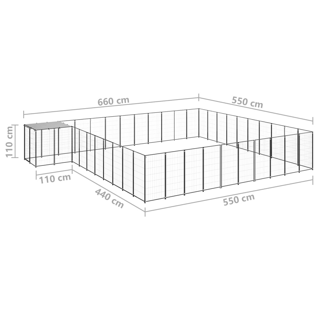 Koiranhäkki musta 31,46 m² teräs