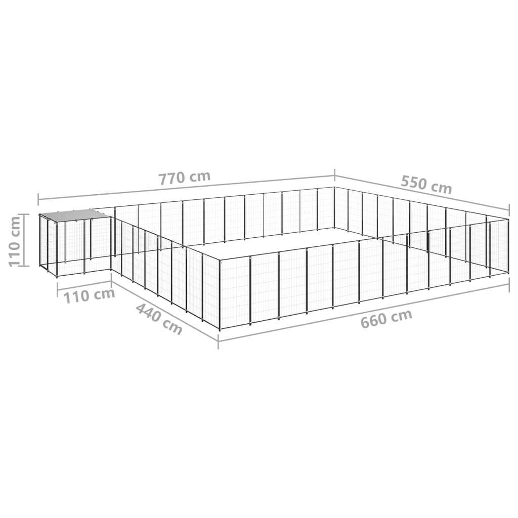 Koiranhäkki musta 37,51 m² teräs