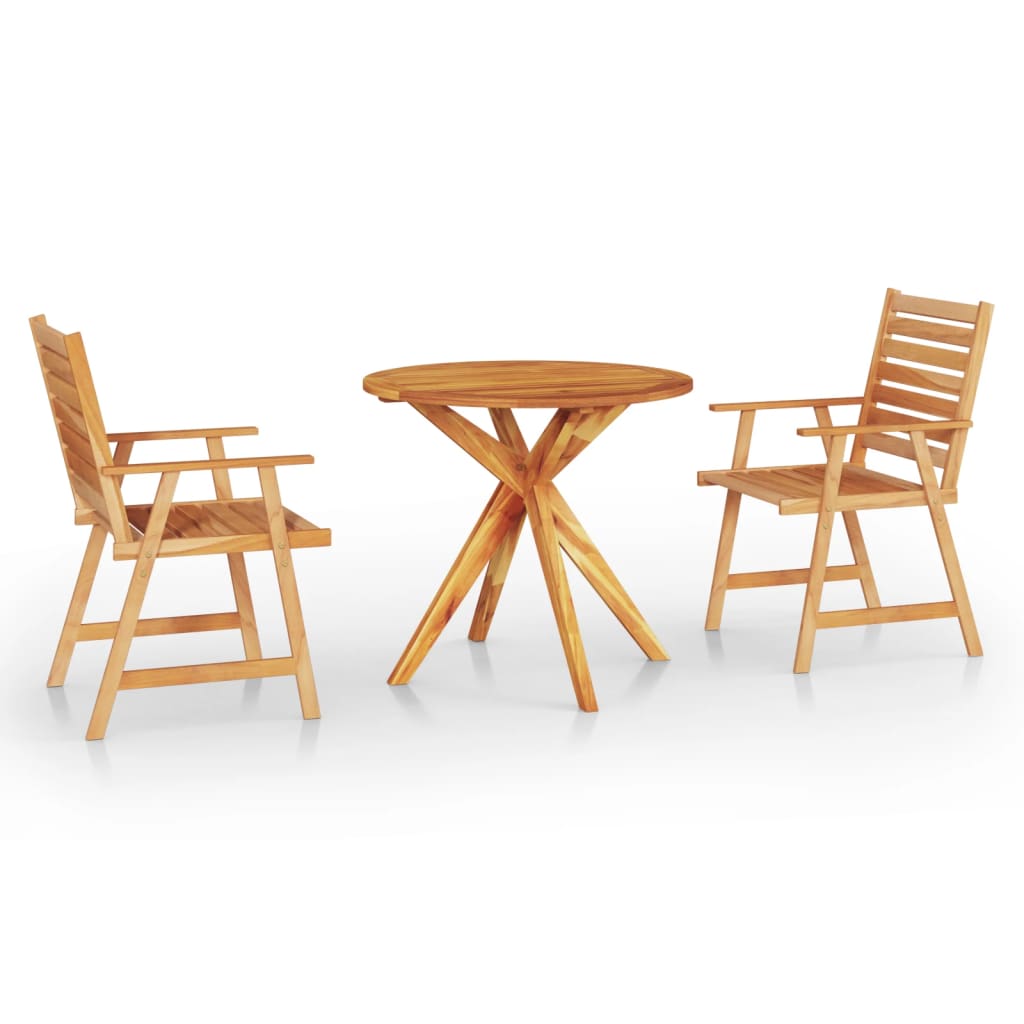 3-piece outdoor dining set solid acacia wood